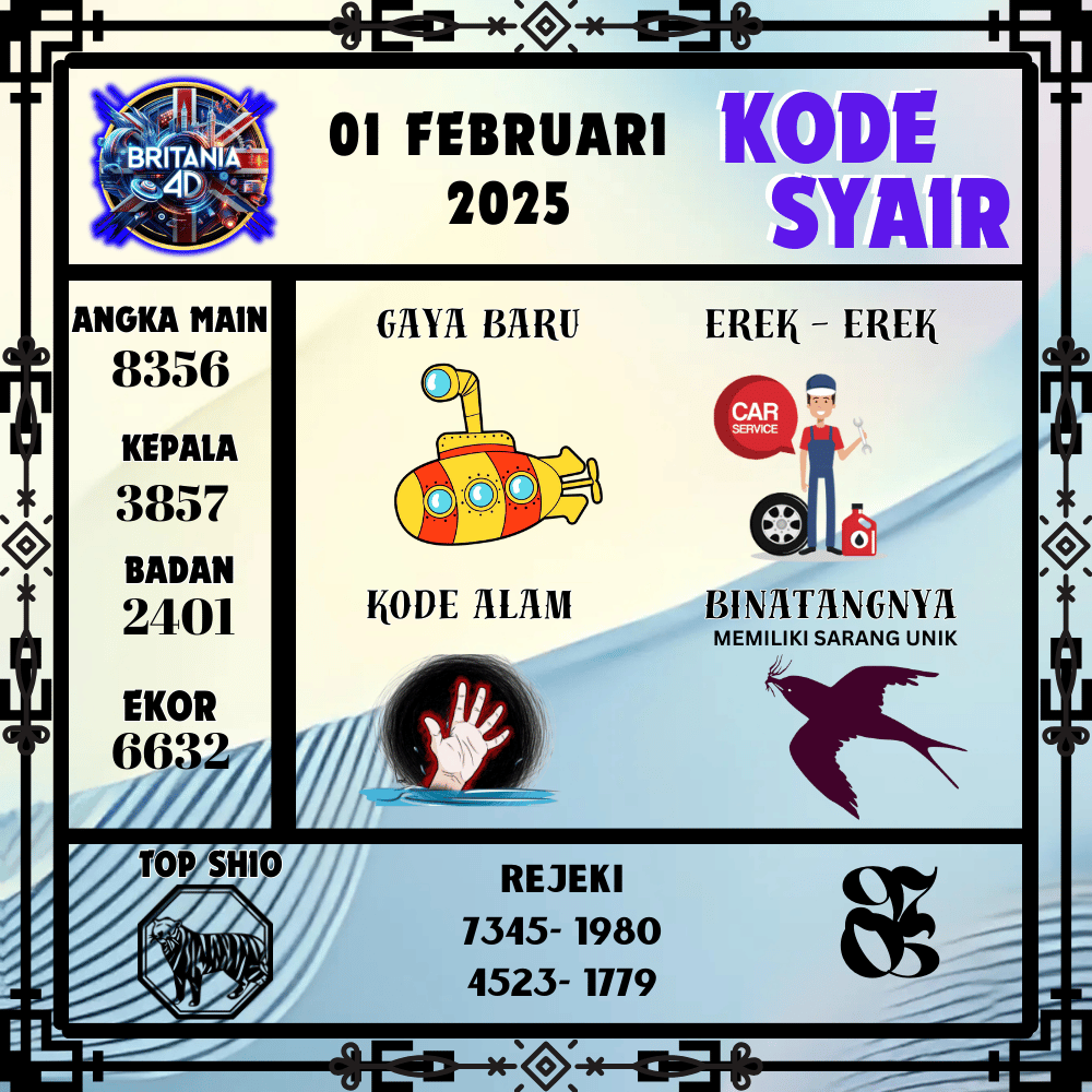 Kode Syair Britania4D Pools - Februari Pools
