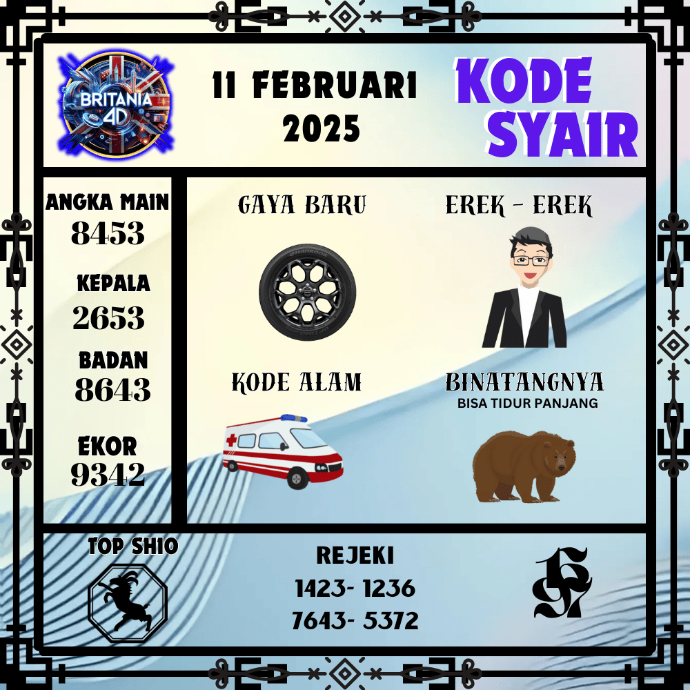 Kode Syair Britania4D Pools - Februari Pools
