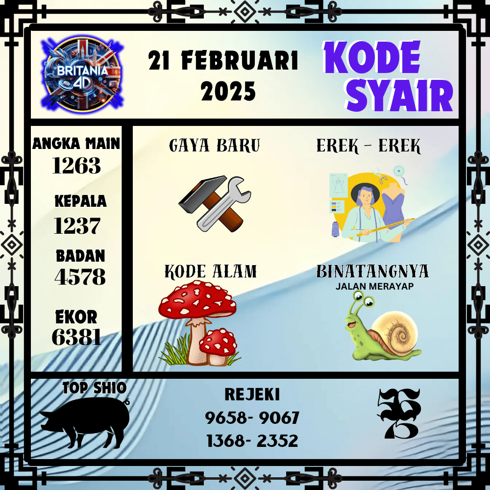 Kode Syair Britania4D Pools - Februari Pools
