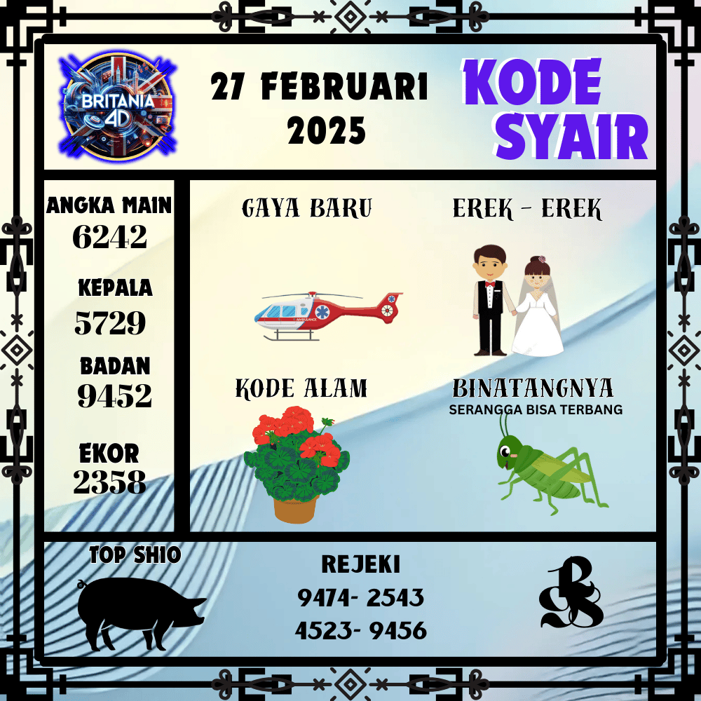 Kode Syair Britania4D Pools - Februari Pools
