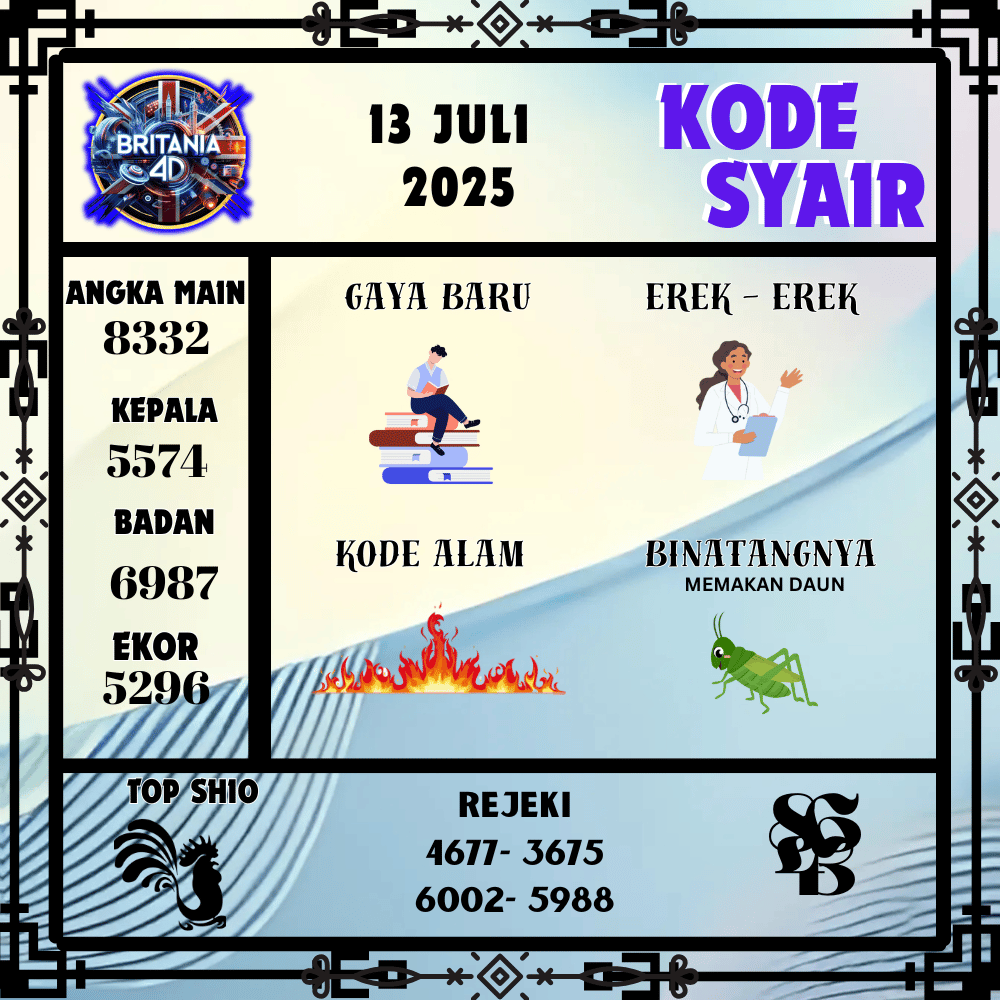 Kode Syair Britania Pools - Juli Pools