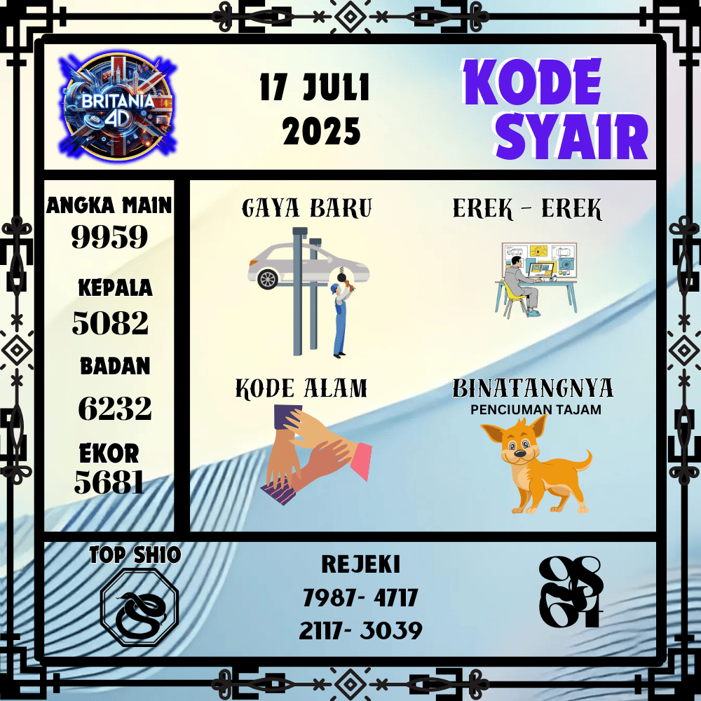 Kode Syair Britania Pools - Juli Pools