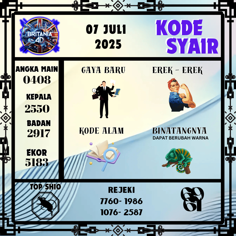 Kode Syair Britania Pools - Juli Pools