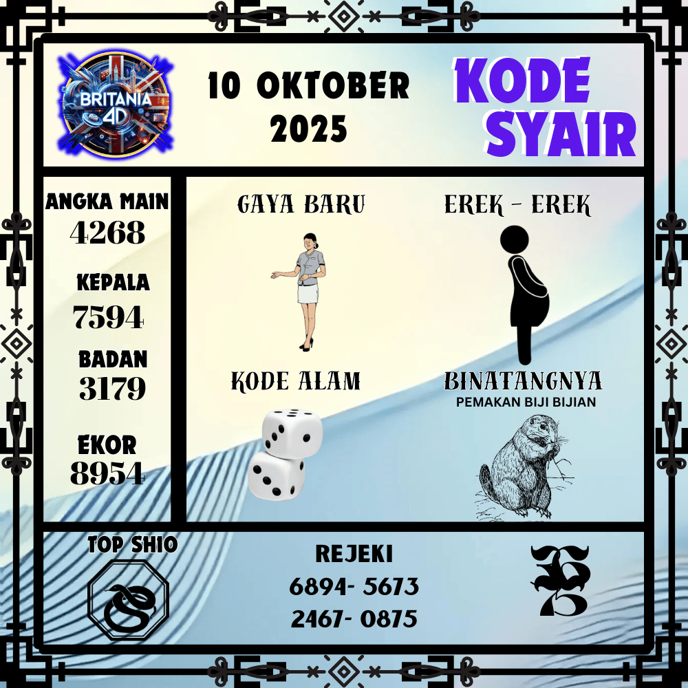 Kode Syair Britania Pools - Oktober Pools