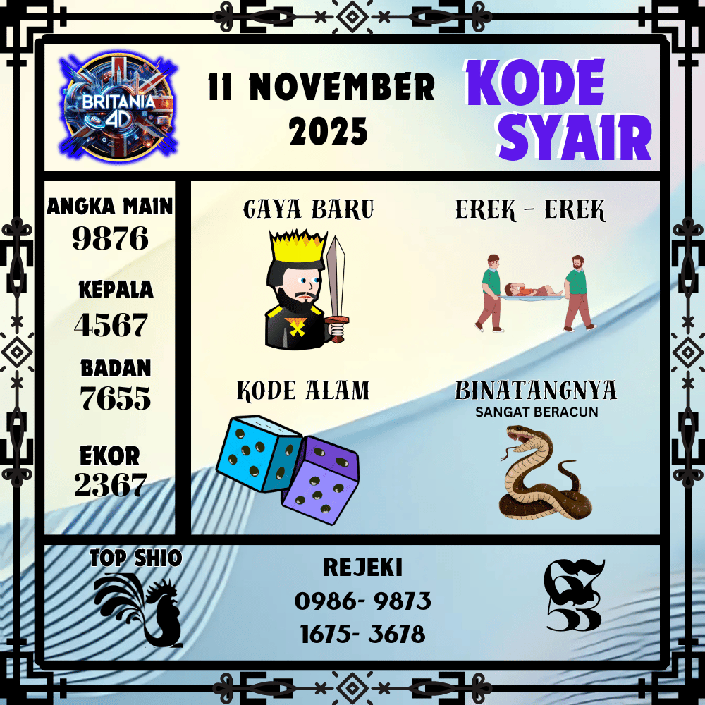 Kode Syair Britania Pools - November Pools