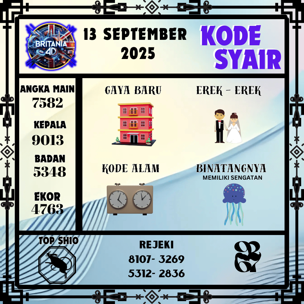 Kode Syair Britania Pools - September Pools