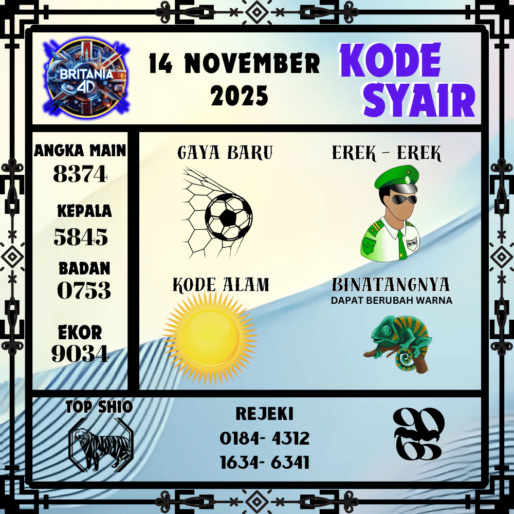 Kode Syair Britania Pools - November Pools