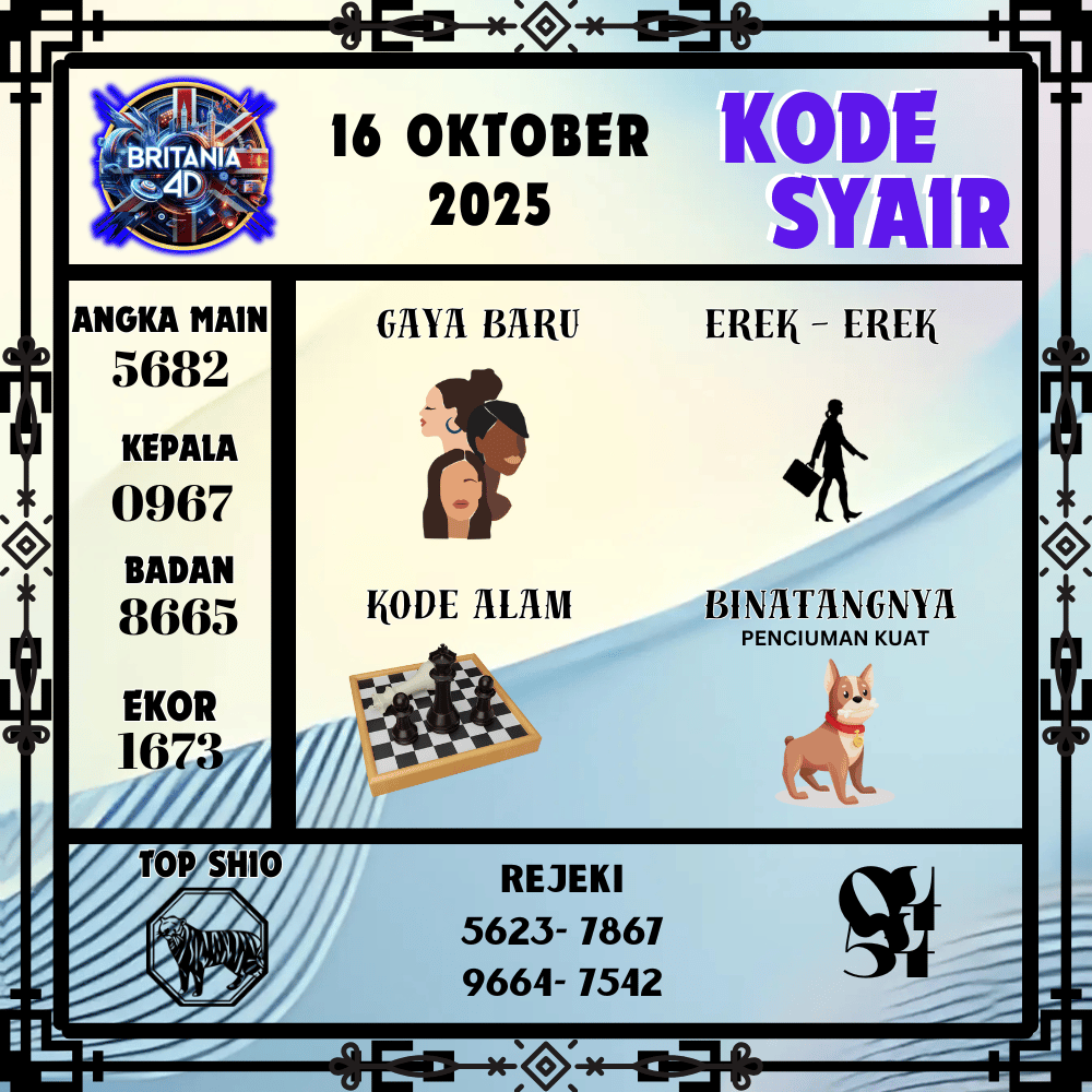 Kode Syair Britania Pools - Oktober Pools