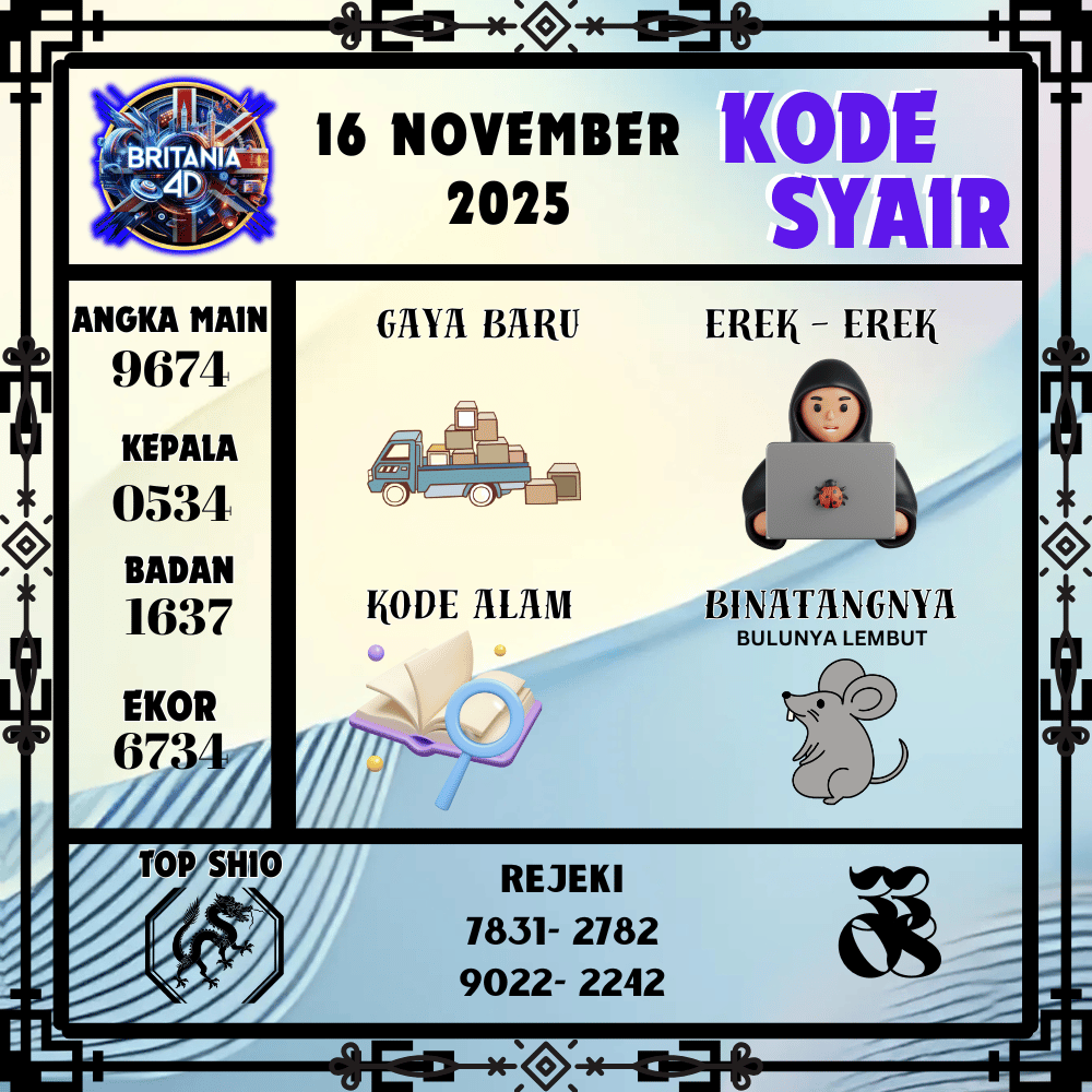 Kode Syair Britania Pools - November Pools