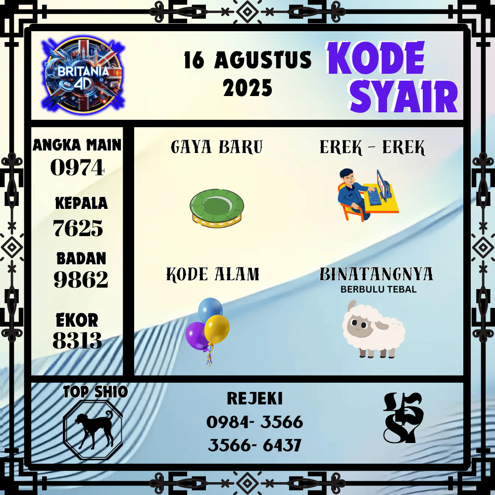 Kode Syair Britania Pools - Agustus Pools