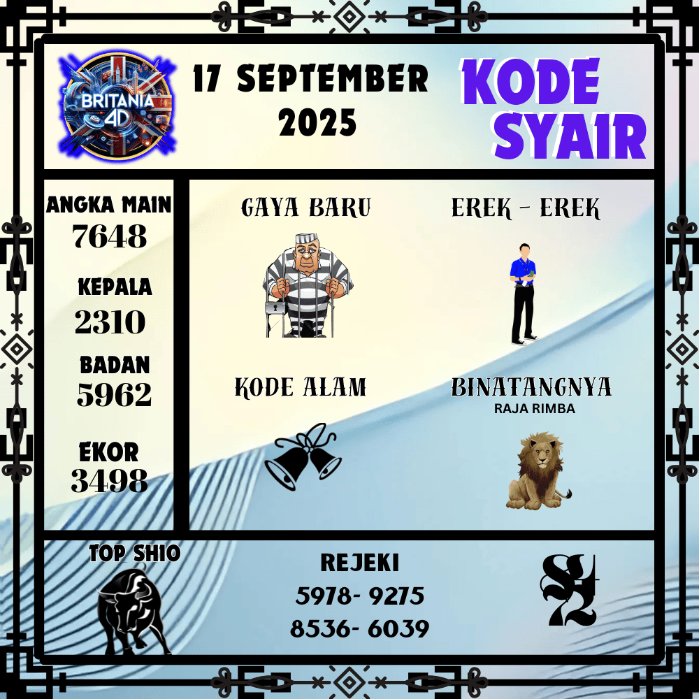 Kode Syair Britania Pools - September Pools