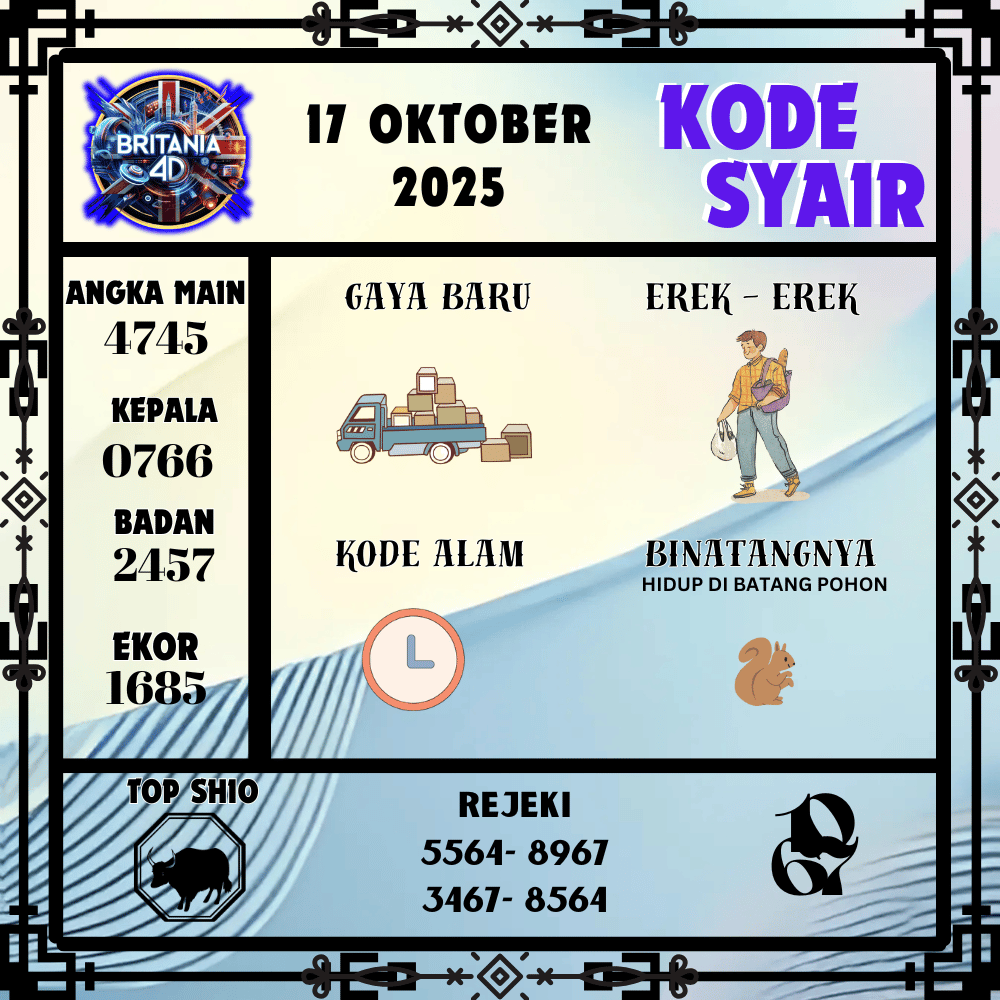 Kode Syair Britania Pools - Oktober Pools