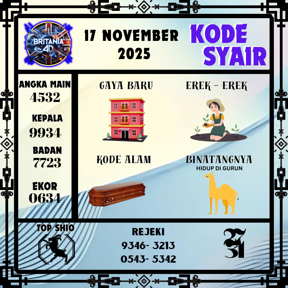 Kode Syair Britania Pools - November Pools