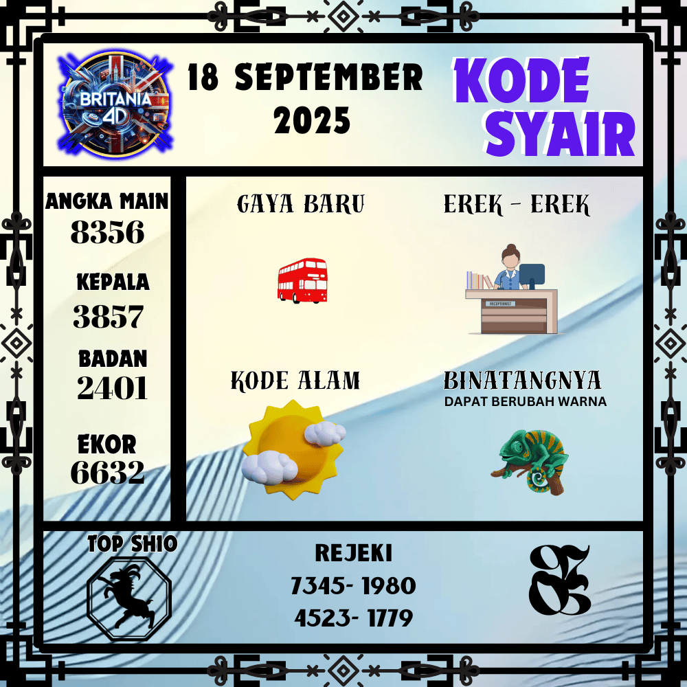Kode Syair Britania Pools - September Pools