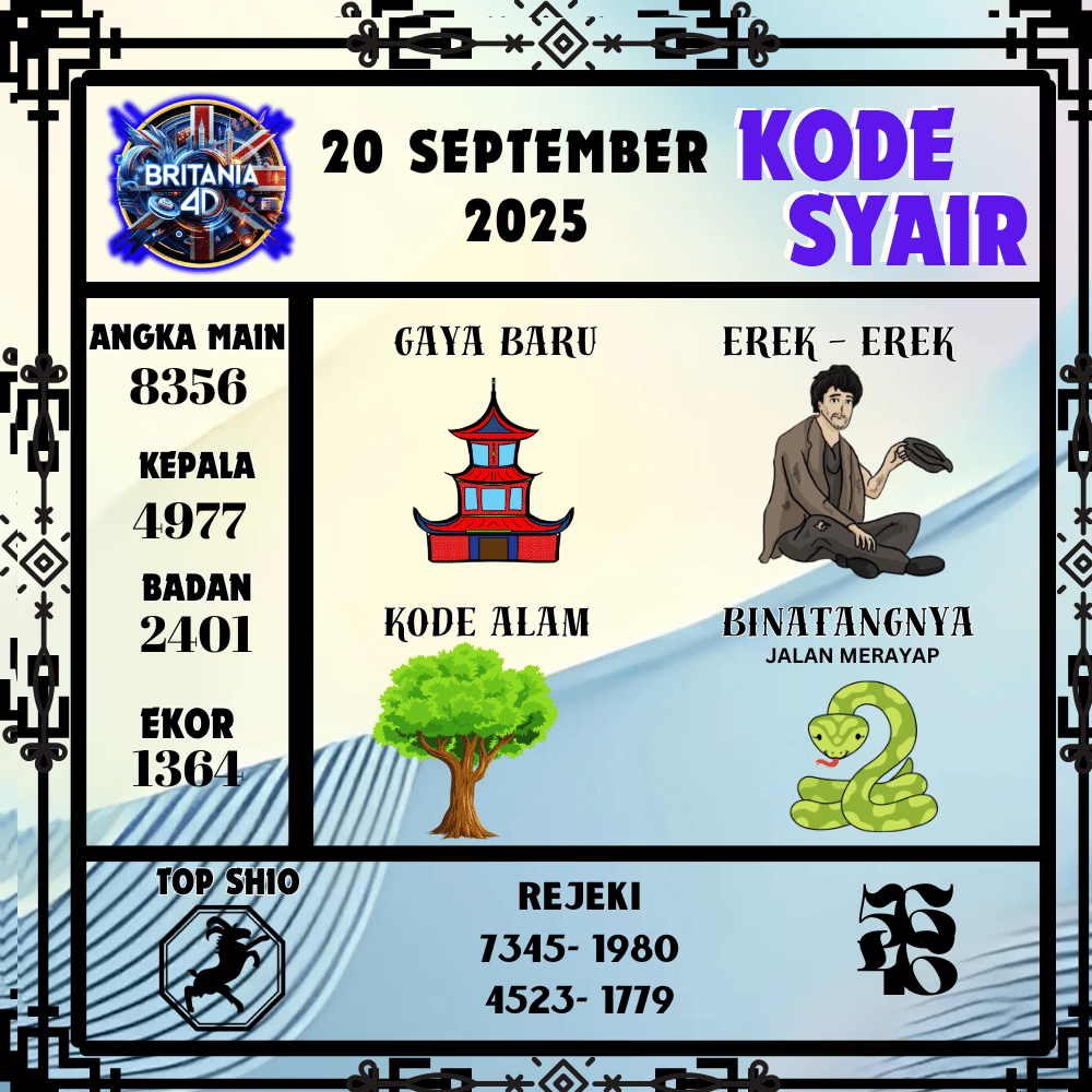 Kode Syair Britania Pools - September Pools