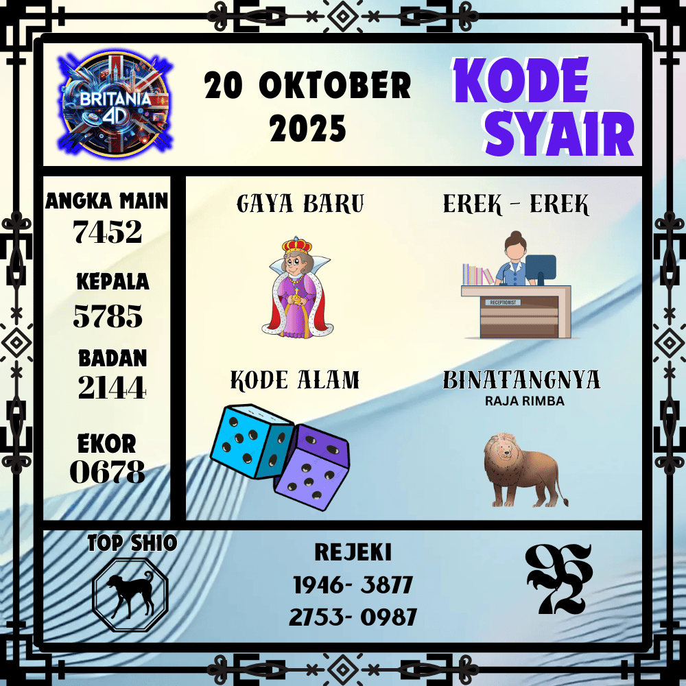 Kode Syair Britania Pools - Oktober Pools