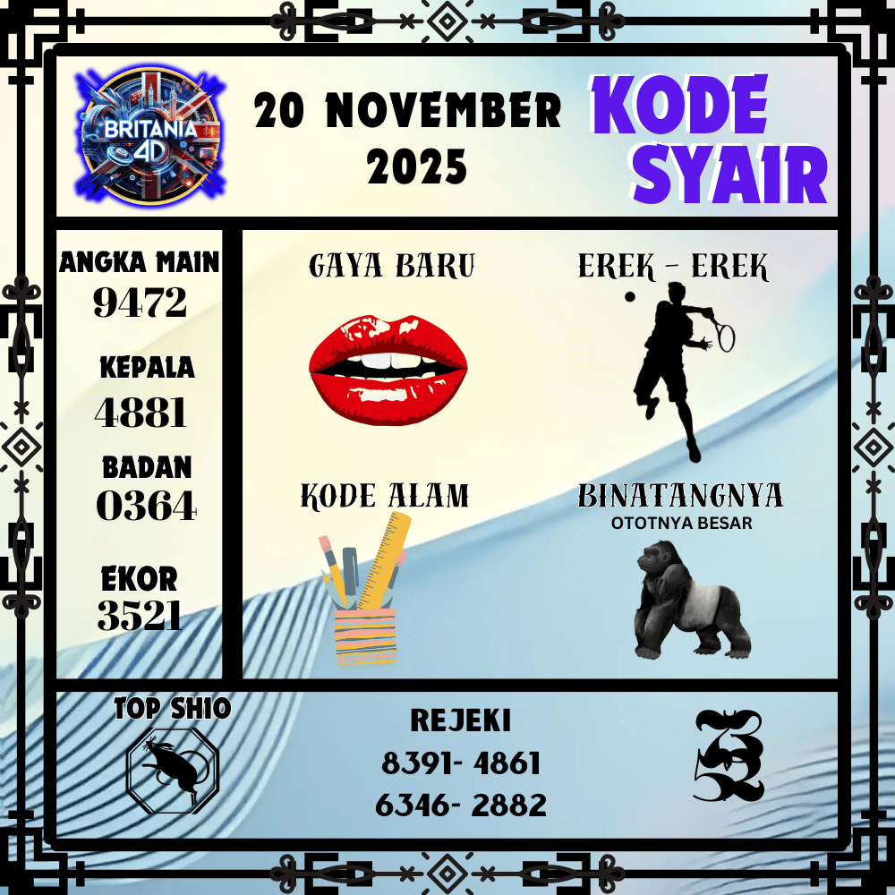 Kode Syair Britania Pools - November Pools