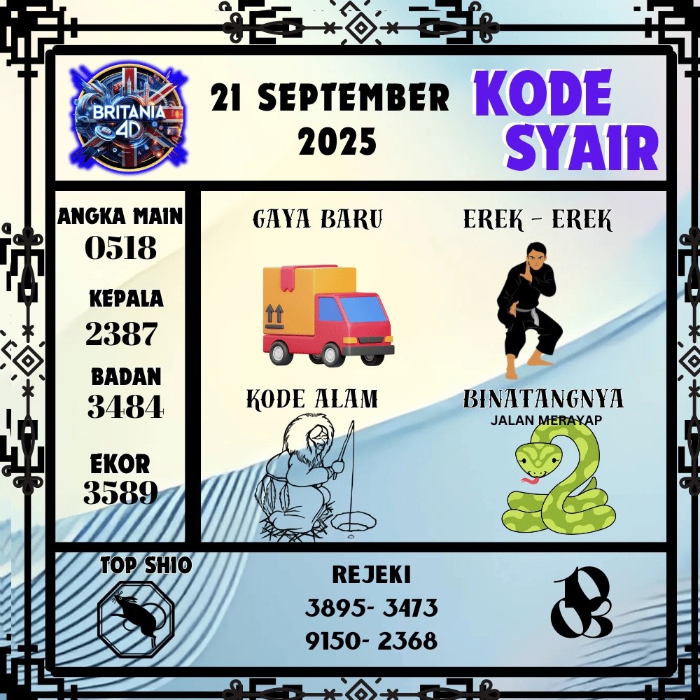 Kode Syair Britania Pools - September Pools