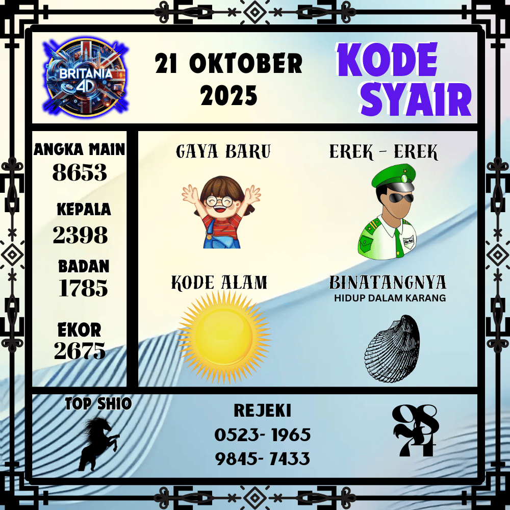 Kode Syair Britania Pools - Oktober Pools