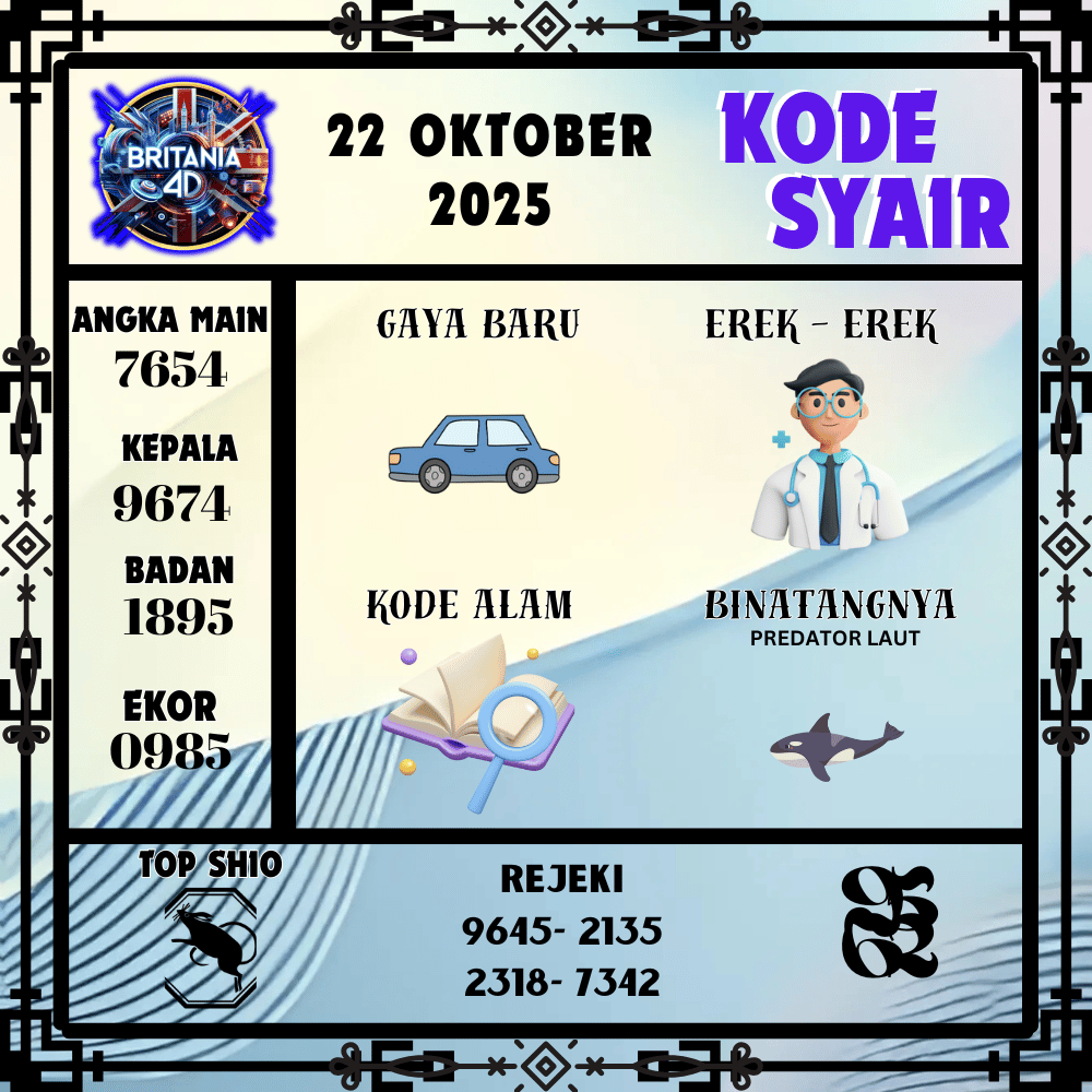 Kode Syair Britania Pools - Oktober Pools
