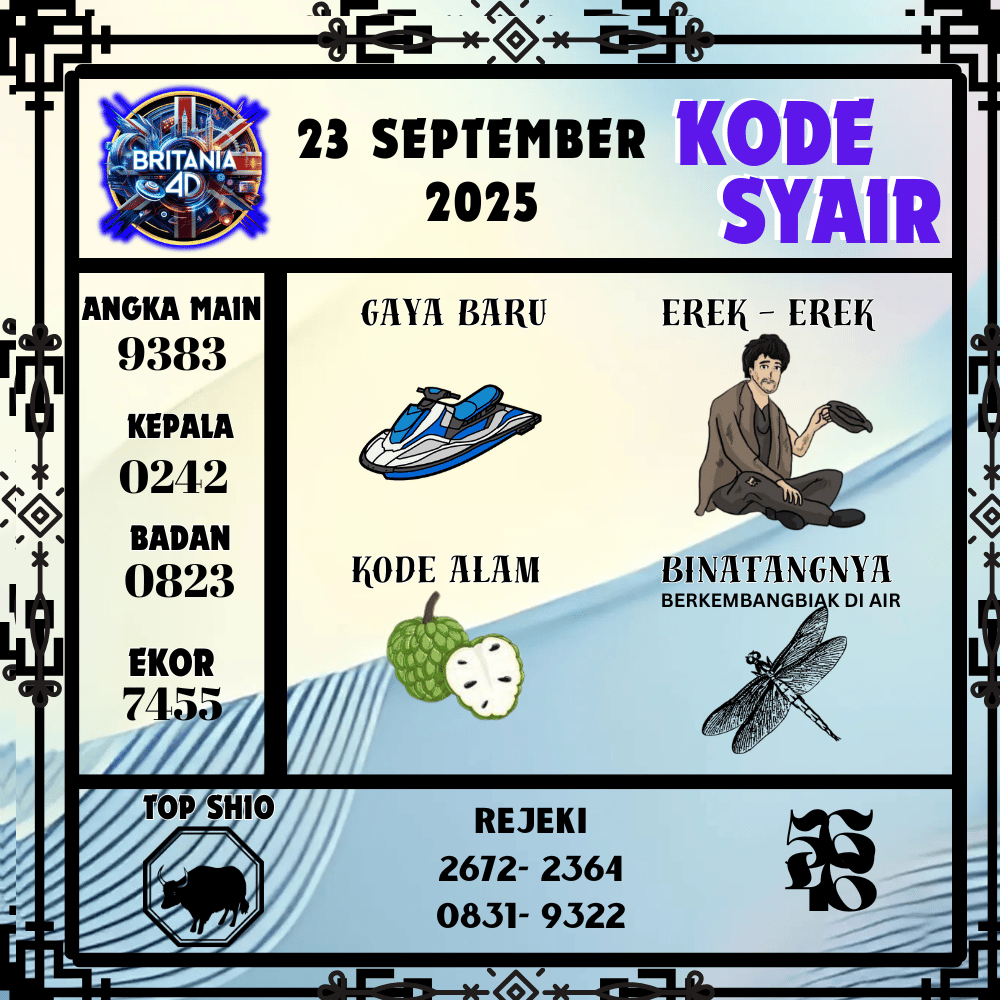 Kode Syair Britania Pools - September Pools