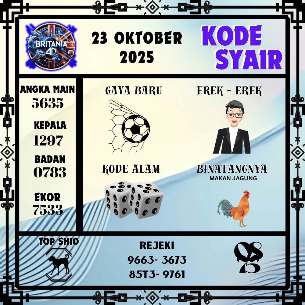 Kode Syair Britania Pools - Oktober Pools