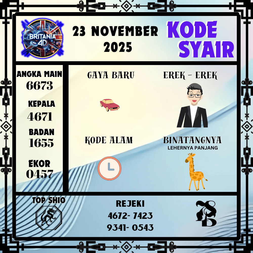 Kode Syair Britania Pools - November Pools