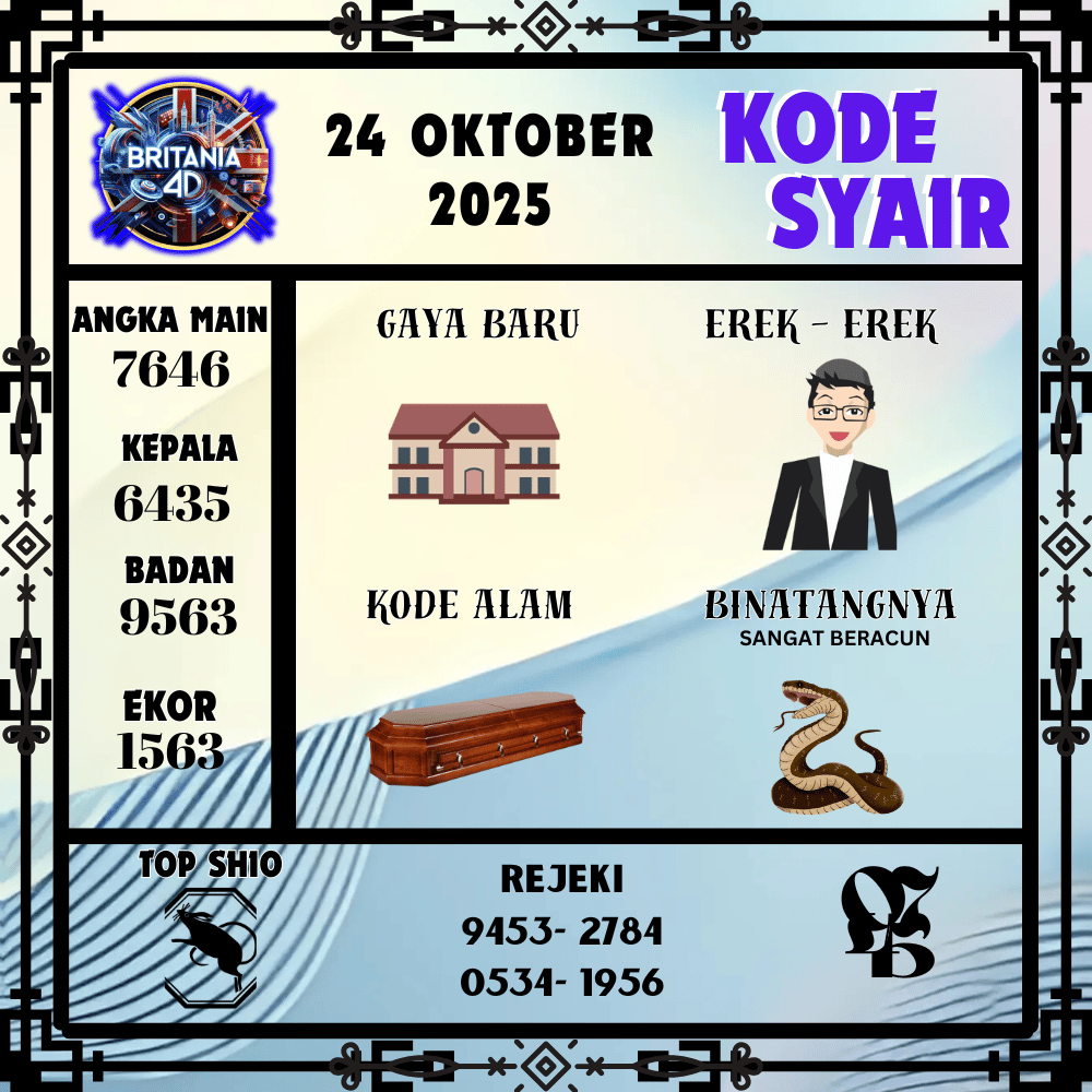 Kode Syair Britania Pools - Oktober Pools