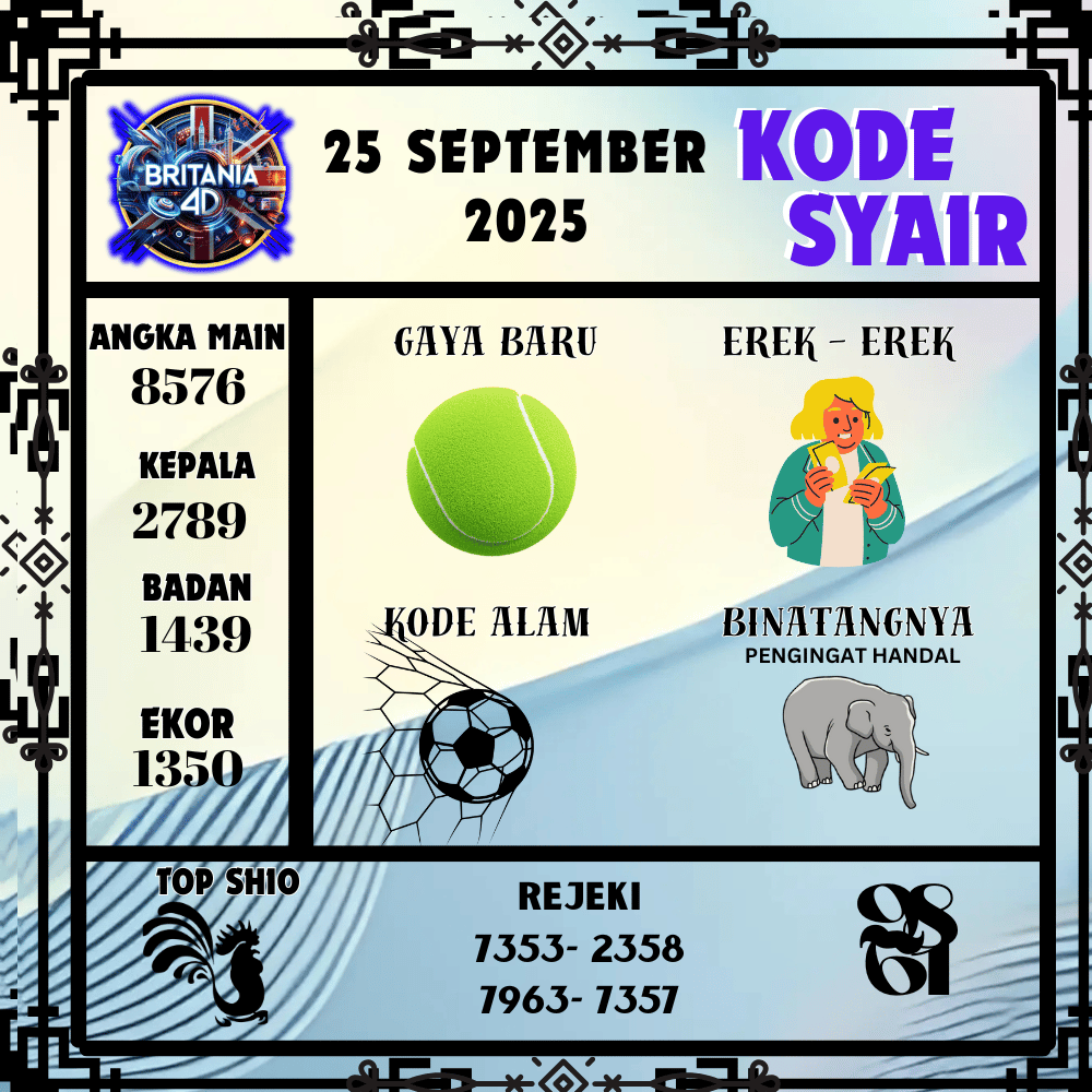 Kode Syair Britania Pools - September Pools