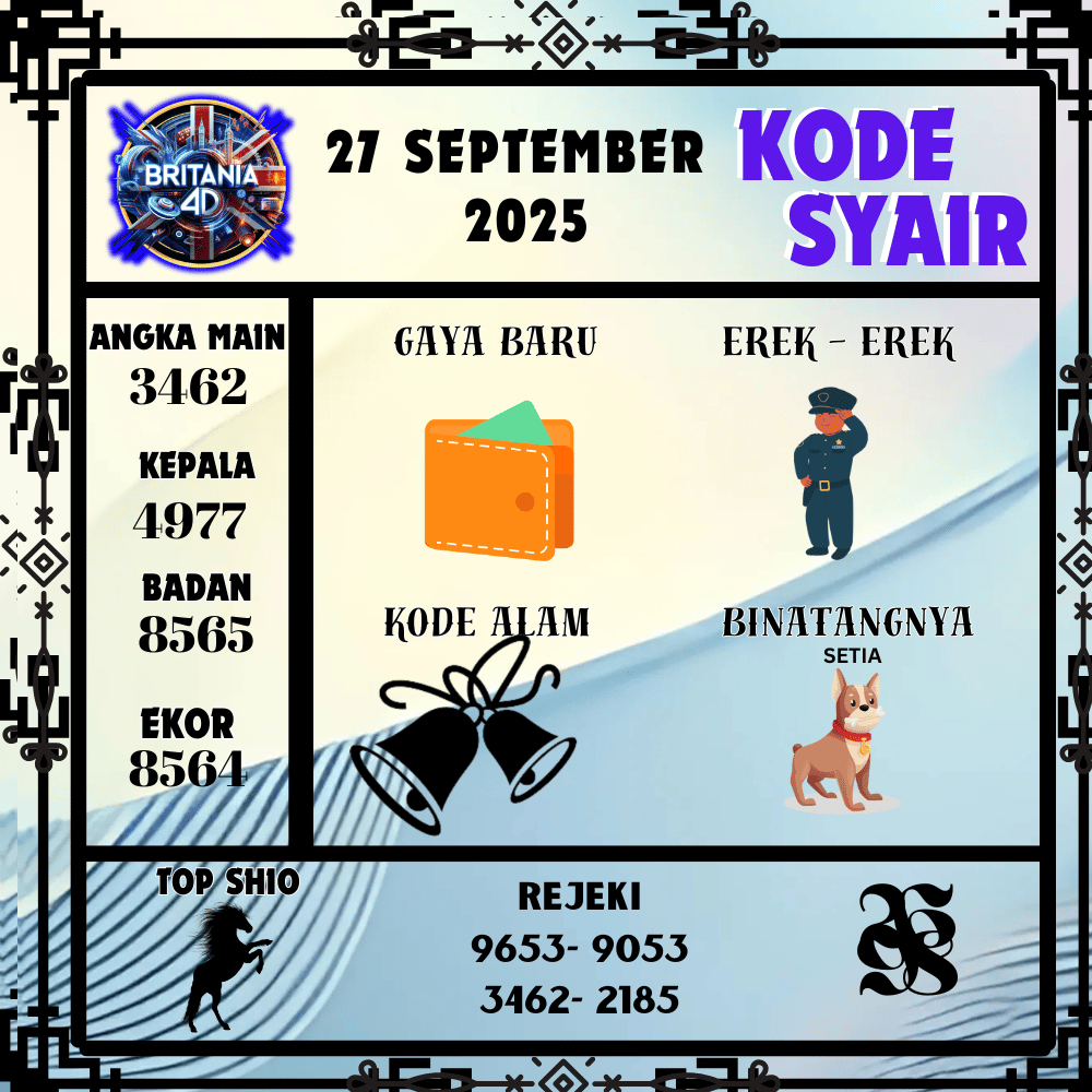 Kode Syair Britania Pools - September Pools