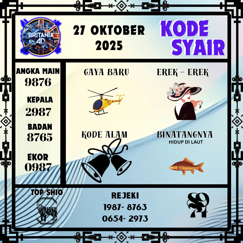 Kode Syair Britania Pools - Oktober Pools