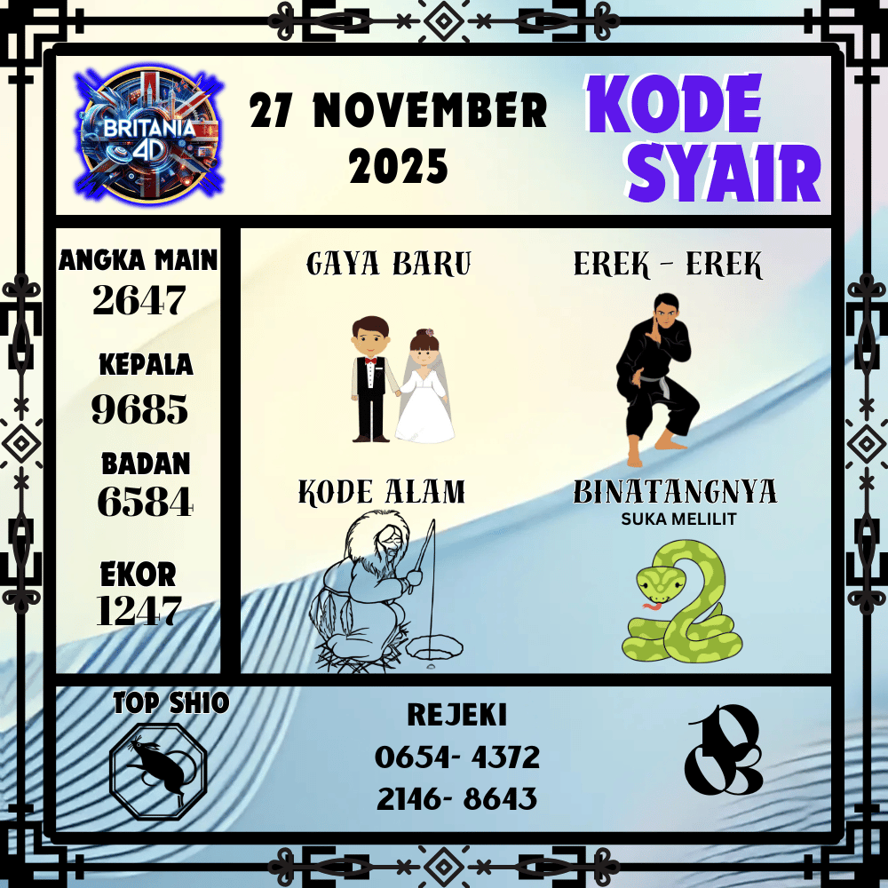 Kode Syair Britania Pools - November Pools