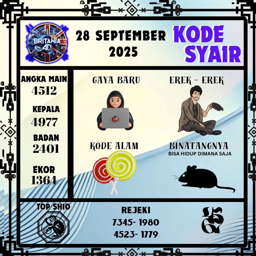 Kode Syair Britania Pools - September Pools