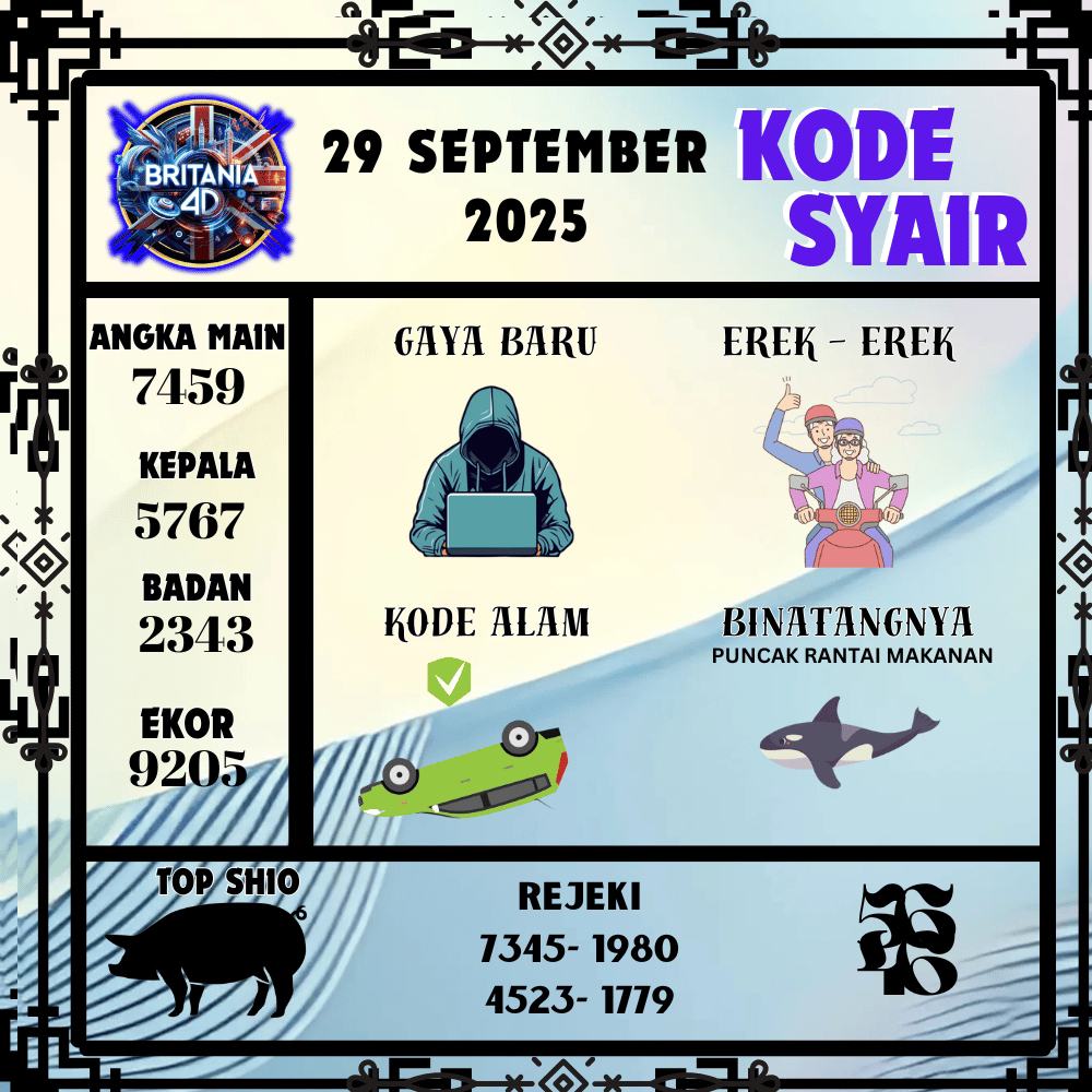 Kode Syair Britania Pools - September Pools