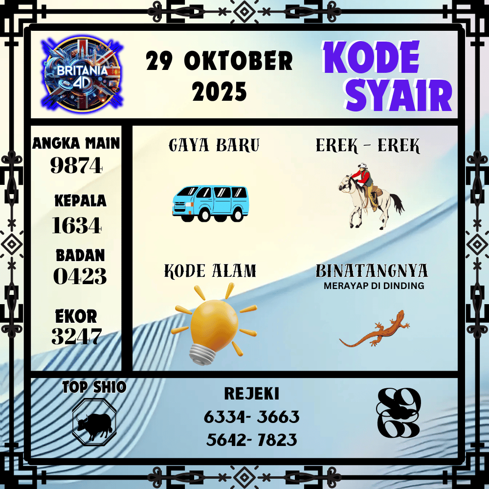 Kode Syair Britania Pools - Oktober Pools