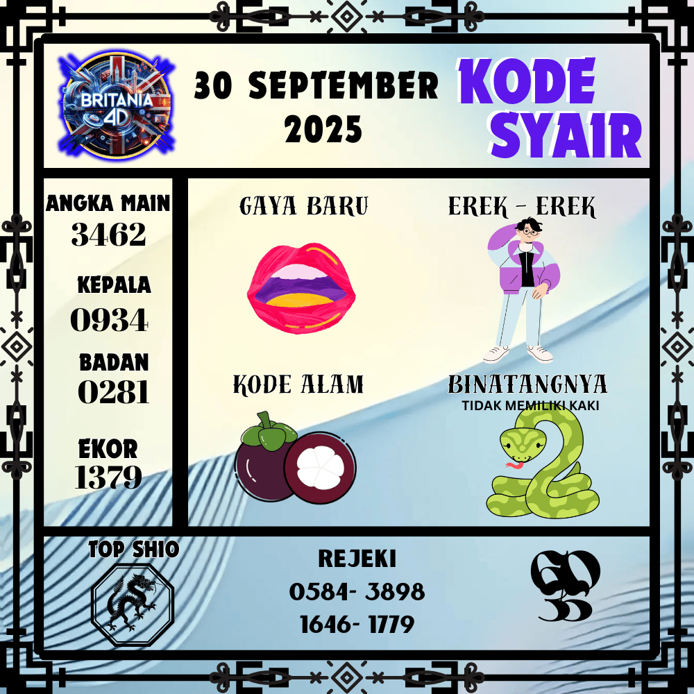 Kode Syair Britania Pools - September Pools