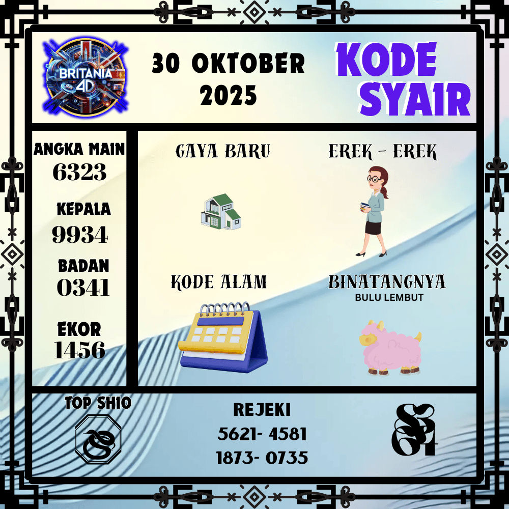 Kode Syair Britania Pools - Oktober Pools