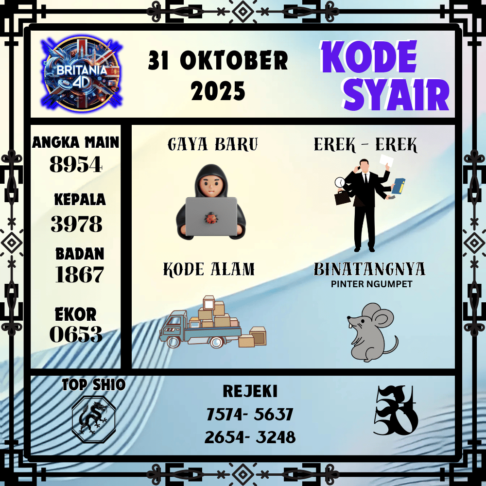 Kode Syair Britania Pools - Oktober Pools