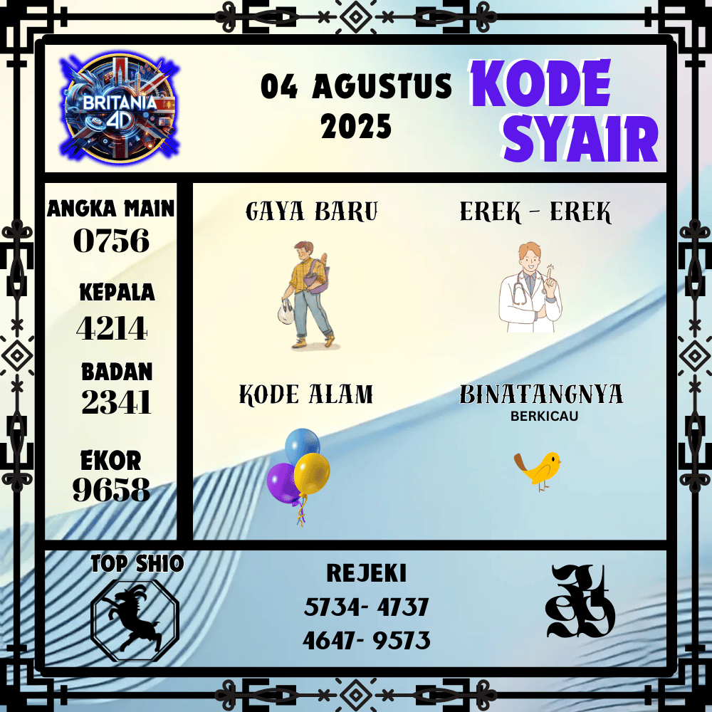 Kode Syair Britania Pools - Agustus Pools