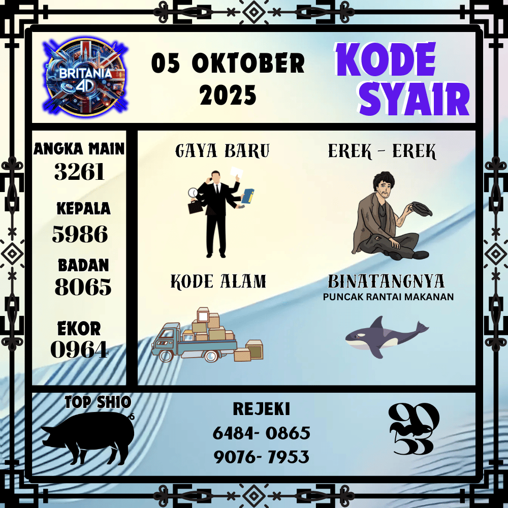 Kode Syair Britania Pools - Oktober Pools