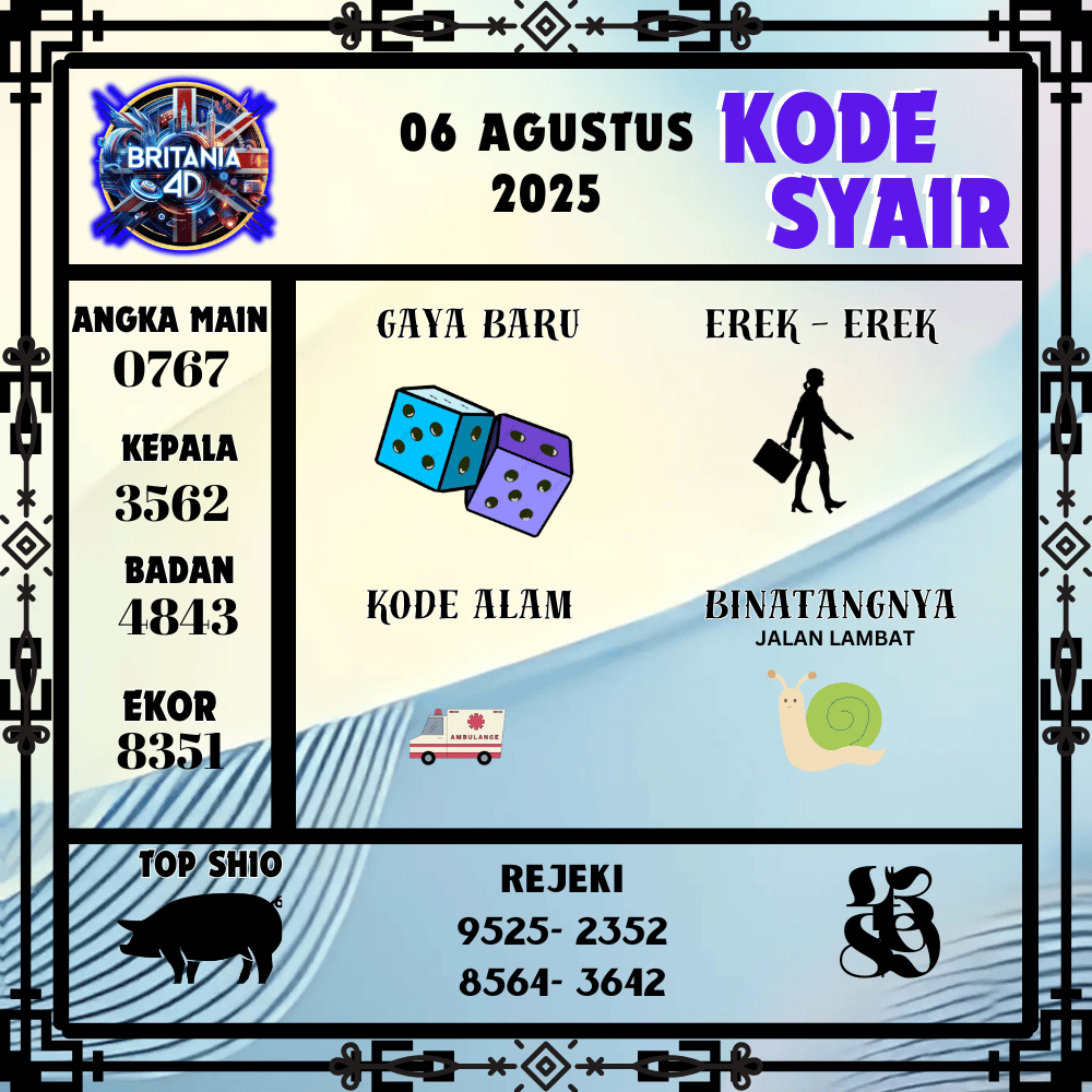 Kode Syair Britania Pools - Agustus Pools