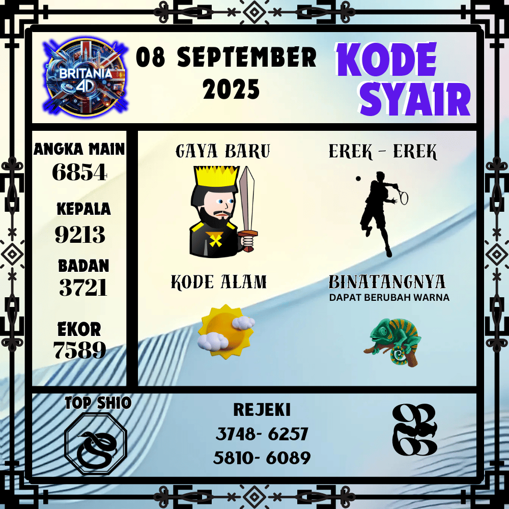 Kode Syair Britania Pools - September Pools