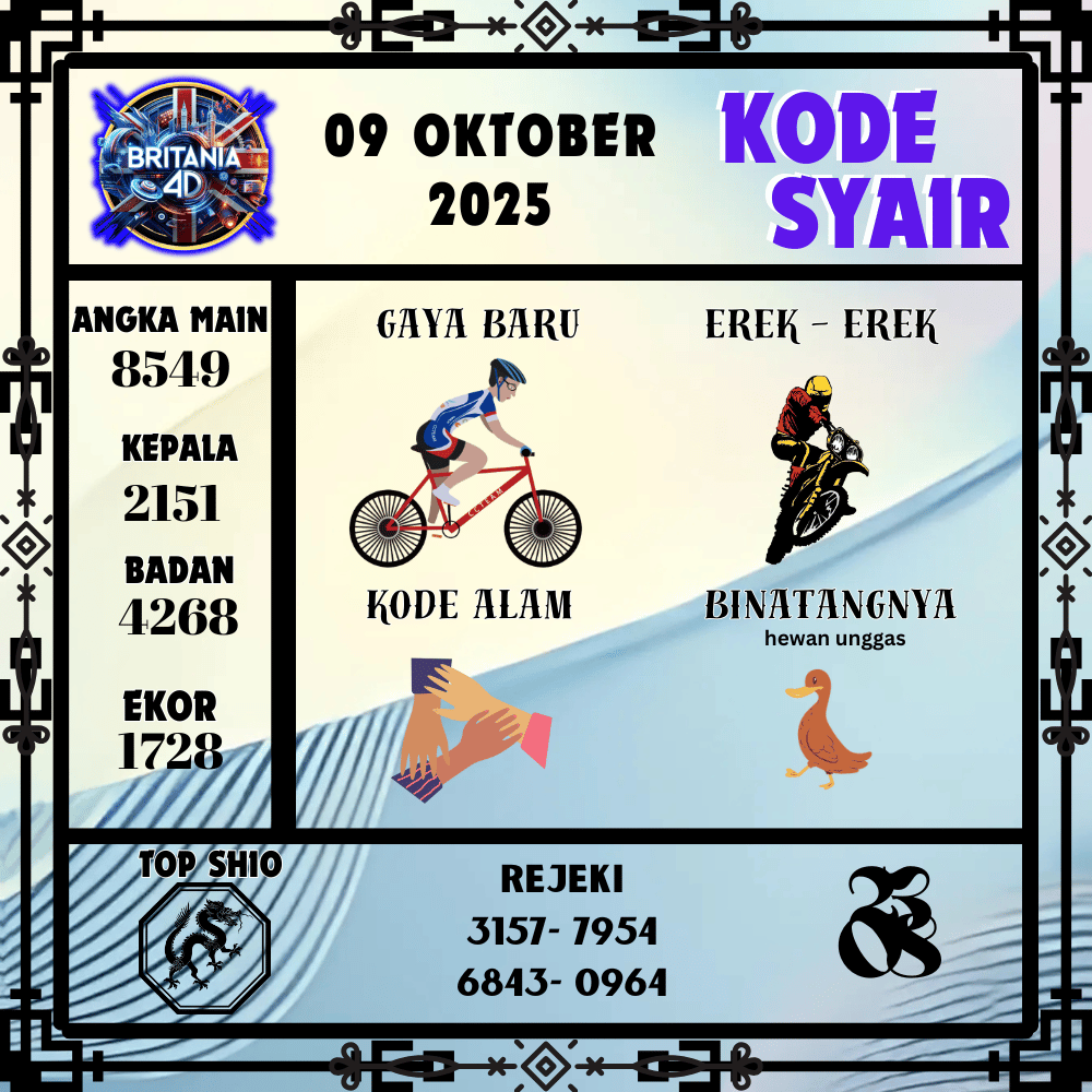Kode Syair Britania Pools - Oktober Pools