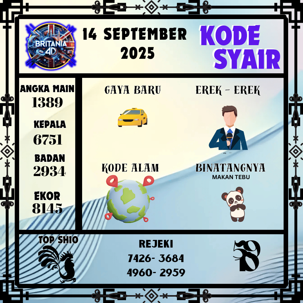 Kode Syair Britania Pools - September Pools