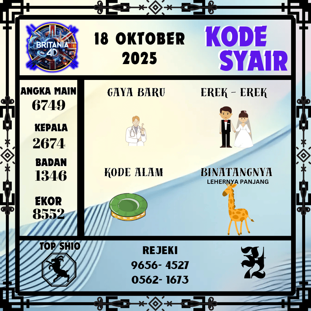 Kode Syair Britania Pools - Oktober Pools