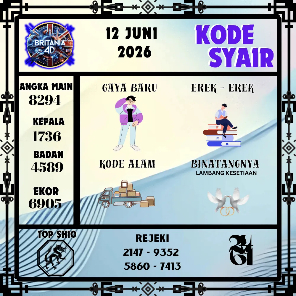 Kode Syair Britania4D  Pools - Juni 2026
