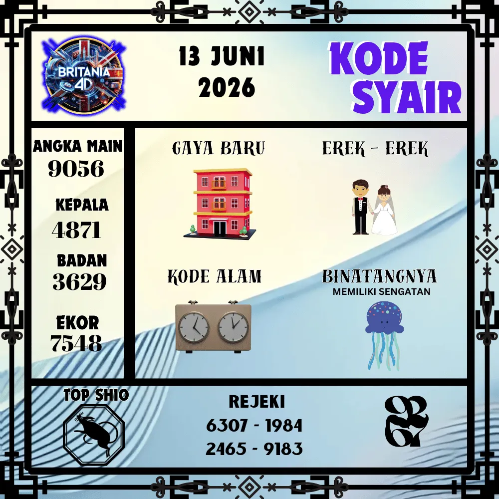 Kode Syair Britania4D  Pools - Juni 2026
