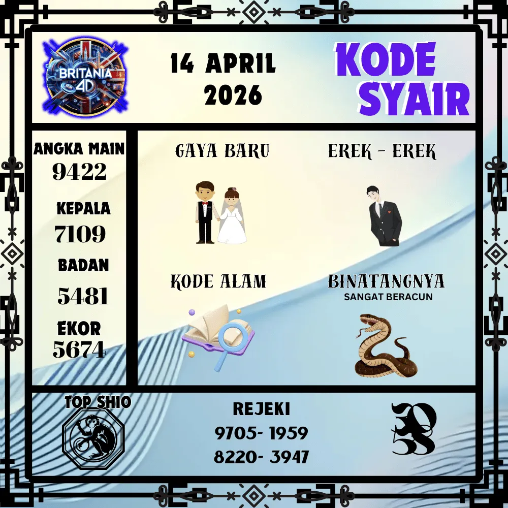 Kode Syair Britania4D  Pools - April 2026
