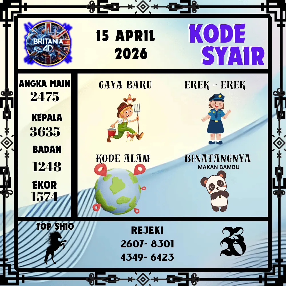 Kode Syair Britania4D  Pools - April 2026

