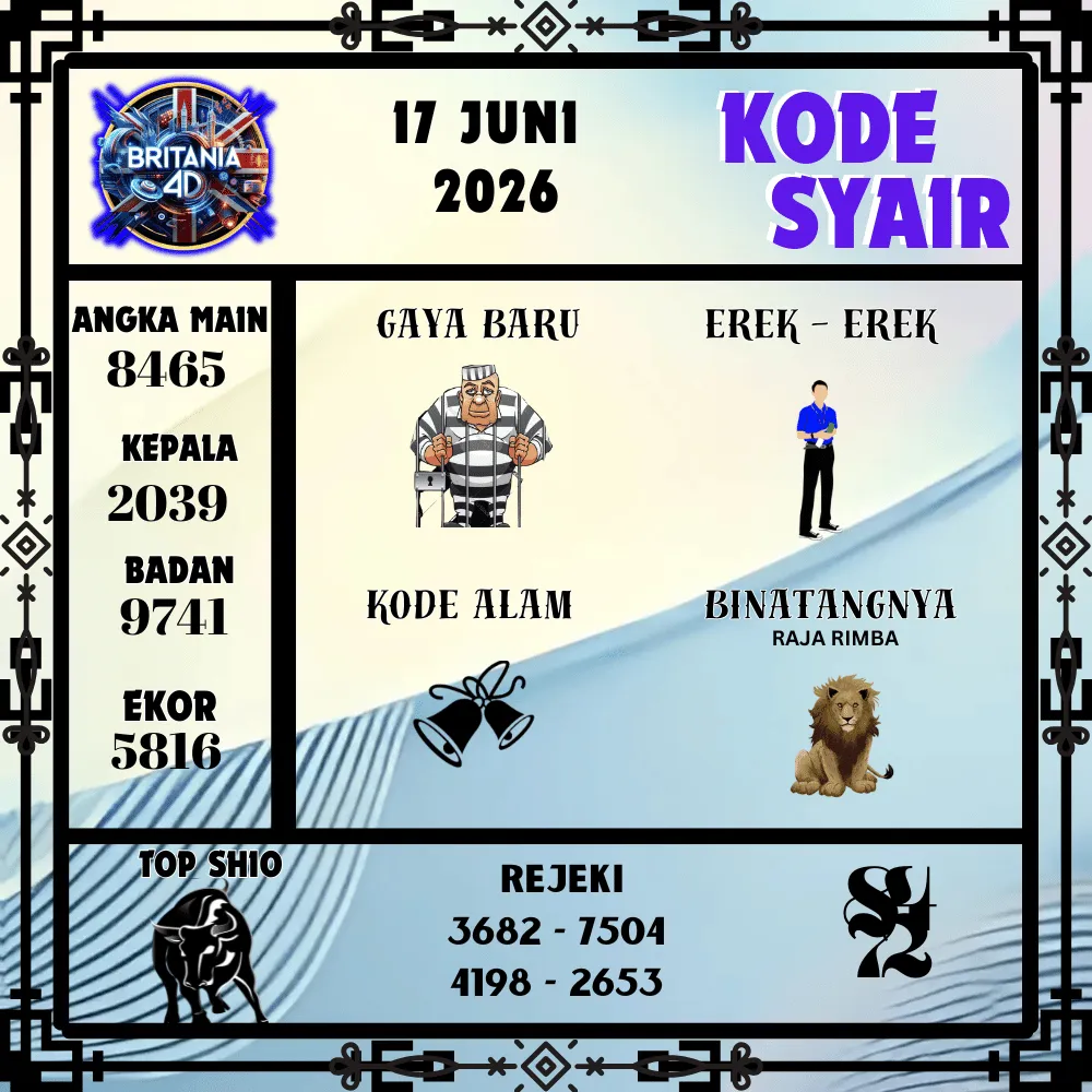 Kode Syair Britania4D  Pools - Juni 2026
